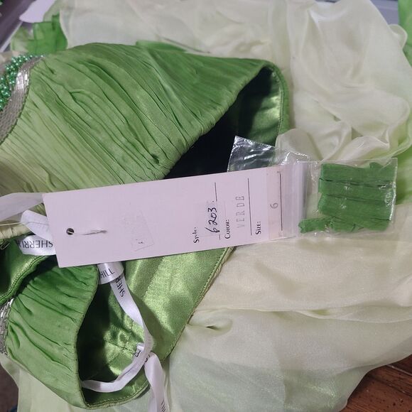 Sherri Hill Dress Womens 6 Green Silk Organza Sequin Strapless Gala Pageant Prom - Picture 6 of 7